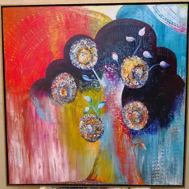 Huile sur Toile de René BERTHET (1941-2018) Intitulée  L' Arbre de Vie 