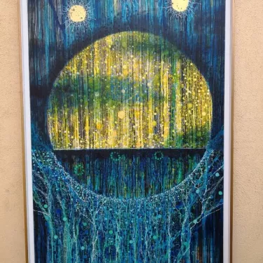 Camille Niogret (1910 - 2009) Oil And Gold On Canvas - Entitled  a Cloud Before My Sun 