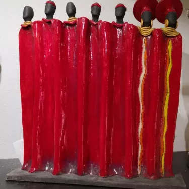 Drapé  5 Masaïs et 2 Zoulous  Sculpture Céramique et RAKU 13-I-2