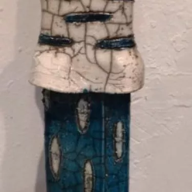  Africaine et son bébé - Bleue  Sculpture Céramique et RAKU 8-I-11