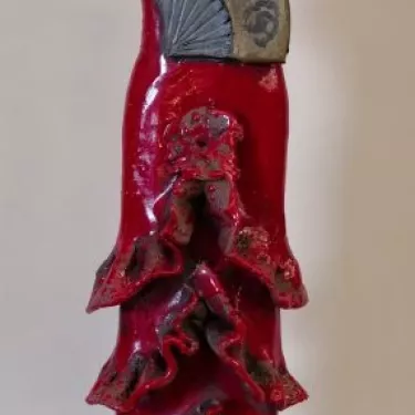 Sculpture en Céramique émaillée, Technique RAKU -  Andalouse  8-I-7
