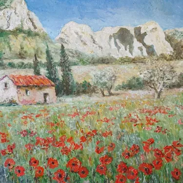 Poppy Fields in the Alpilles - Oil on canvas - GLUZAC - A13