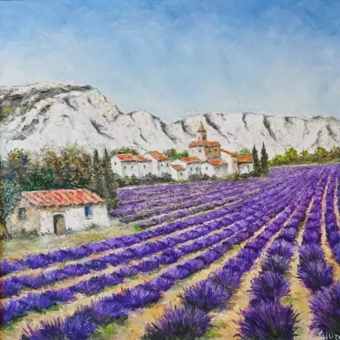 Village in Lavender - Oil on canvas - GLUZAC - A23