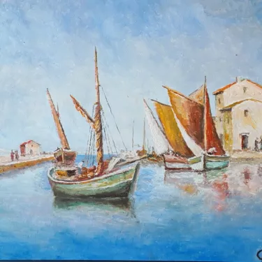 Return from Fishing - Oil on canvas - GLUZAC - M11