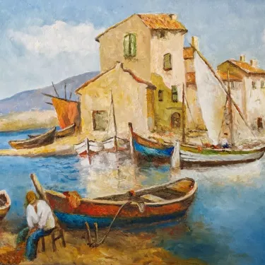 Repairing the nets - Oil on canvas - GLUZAC - M43