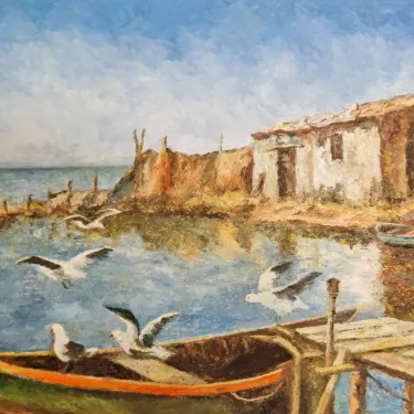 Fishermen's Hut by the Sea - Oil on canvas - GLUZAC - M211
