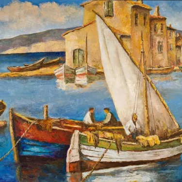Fishermen in the Little Port - Oil on canvas - GLUZAC - M205