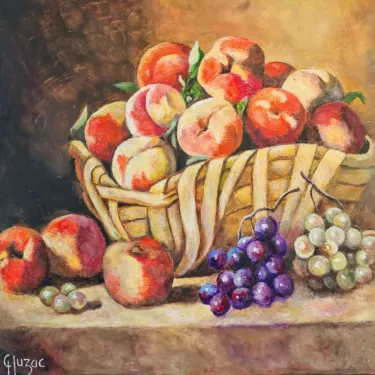 Still Life - FRUIT - Grapes and Peaches - Oil on canvas - GLUZAC - F35