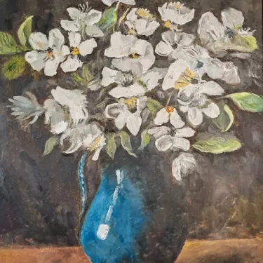 Still Life - FLOWERS - Blue Ceramics - Oil on canvas - GLUZAC - FL82
