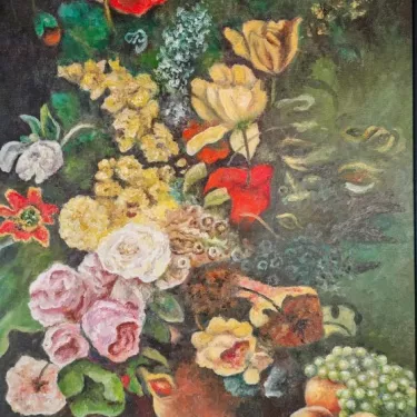 Still Life - FLOWERS - Flower and Fruit Composition - Oil on canvas - GLUZAC - FL18
