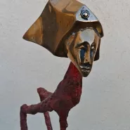 AMAZONEH138cmSocleMarbre21x16x7cmTteBronzedeRobertJAYET20104