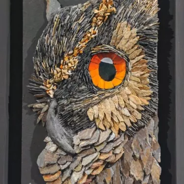 Stone and glass mosaic creation entitled ‘EBOURIFFE’, a unique and original work by Agnès COURET (born in 1965) n° 34