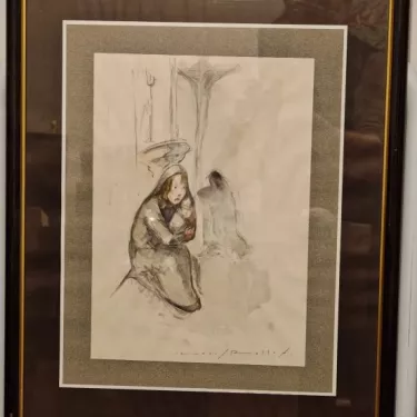 Aquarelle sur Papier   Mére et son enfant  