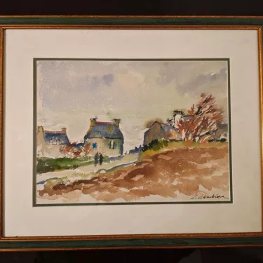 Watercolour by marine painter Léon GAMBIER (1917-2007)