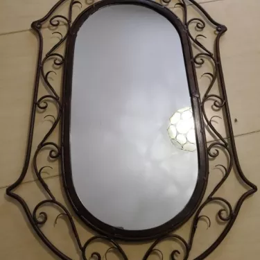 Oval Mirror with Wrought Iron Frame