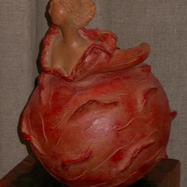 Patinated terracotta sculpture by Marie-Noëlle Ronayette-Grange. Entitled “TOURBILLON” (Whirlwind).