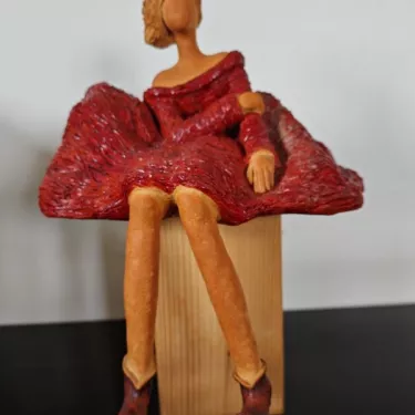 Patinated terracotta sculpture by Marie-Noëlle Ronayette-Grange. Entitled “MANON.”