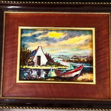 Tableau en Email sur cuivre . Une création Originale et Unique du Maître émailleur René BONHOMME (1917-2007) à Limoges. Réf 316-2