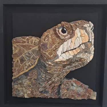 Natural Stone and Glass Mosaic Painting – Titled ‘HERMANN II’ – Work by Agnès COURET No. 2