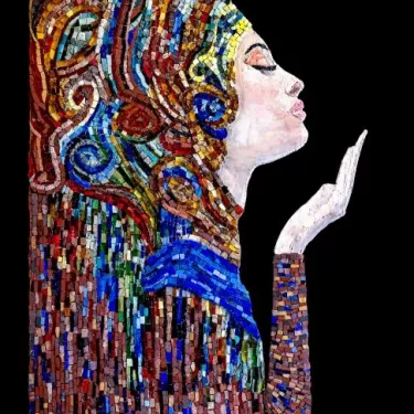 Natural Stone and Glass Mosaic Painting – Titled ‘Belle Dame’ – Work by Agnès COURET No. 13