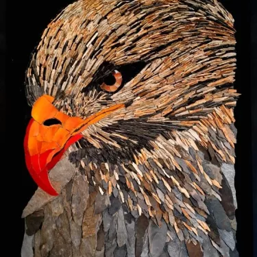 Natural Stone and Glass Mosaic Painting - Titled “JEAN LEBLANC” - Work by Agnès COURET No. 20