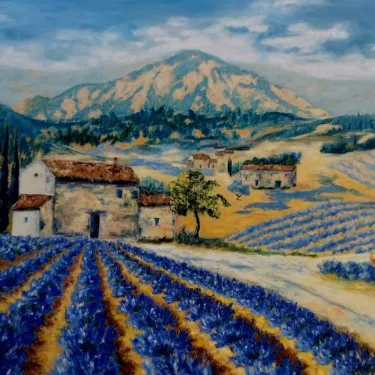 Huile sur Toile de Jacqueline SELLEM - Intitulée Les Lavandes