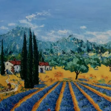 Huile sur Toile de Jacqueline SELLEM - Intitulée Champ de Lavandes