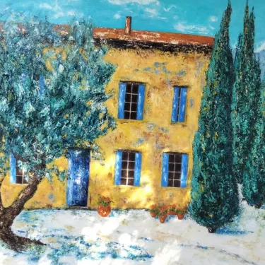 Huile sur Toile de Jacqueline SELLEM - Intitulée Les Cyprès