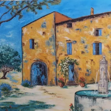 Huile sur Toile de Jacqueline SELLEM - Intitulée La Fontaine