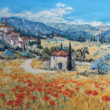 Huile sur Toile de Jacqueline SELLEM - Intitulée Le Petit Village