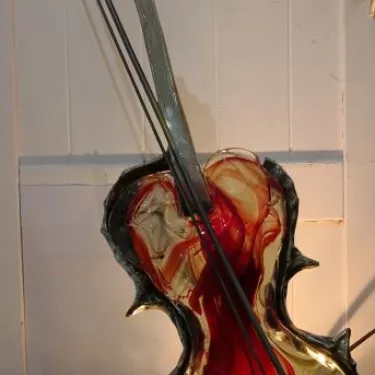 Sculpture - Lampe en Bronze et Pâte de Verre - Intitulée Grand Violon (10)