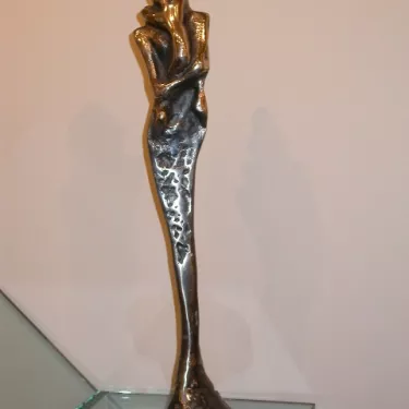 Sculpture - Bronze Argenté - Intitulée Maternité (17)