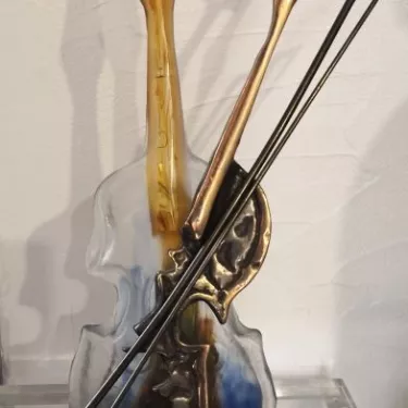 Sculpture en Bronze et Pâte de Verre - Intitulée Violonissimo (35)