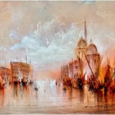 V07 - Lagune au Soleil couchantl - 35 x 27 cm