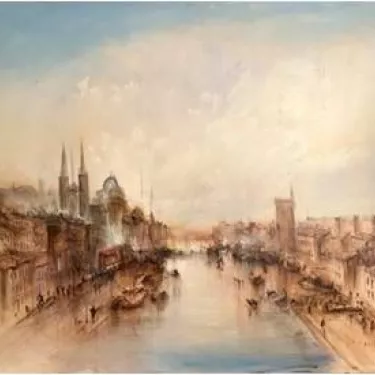 V08 - Sur les berges à Reims - 92 x 73 cm
