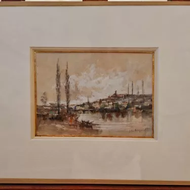 G09 - Gouache - Intitulée Les bords de Saône de Jean-Michel Noquet (1950-2014)