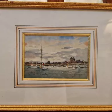 G20 - Gouache - Intitulée Soir sur l'île d'Ars de Jean-Michel Noquet (1950-2014)