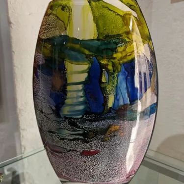 Glass in Cristal - Creation by Sylvie Montagnon, entitled “NAOTO”. Réf 40